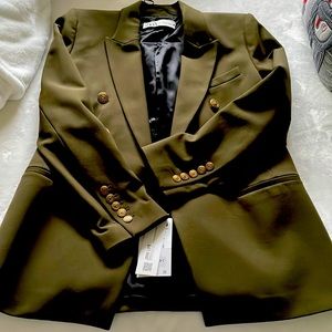 Zara Tailored Blazer - Khaki Green with Gold Buttons - Medium - Brand New w tags